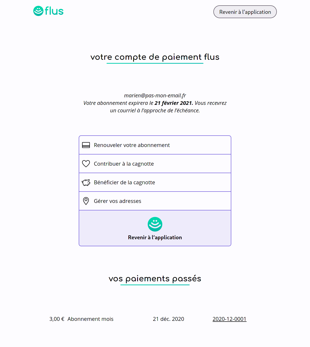 Capture d’écran affichant le nouvel accueil du compte de paiement.