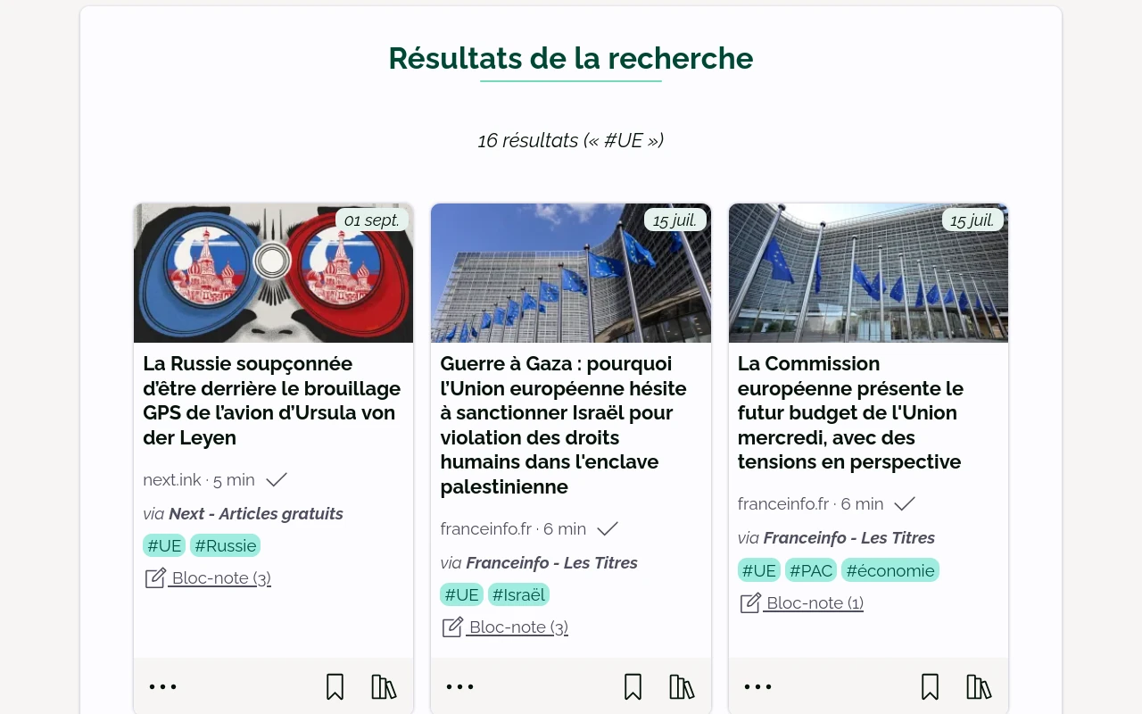 Le résultat d’une recherche sur le tag « #UE » dans Flus