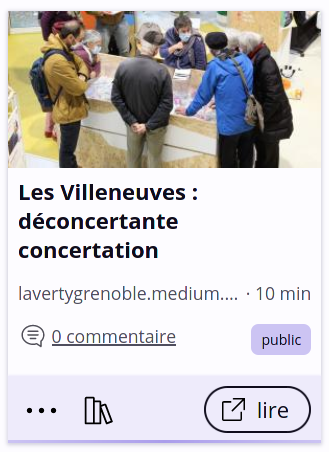 Capture d’écran de la carte d’un lien avec les nouvelles actions.