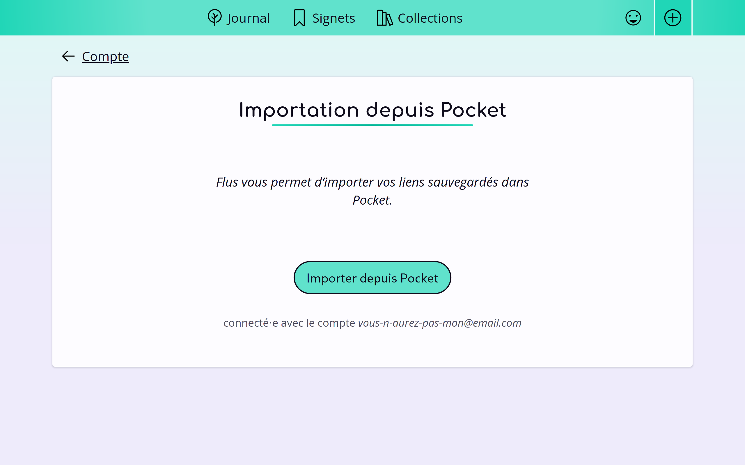 Bouton invitant à importer les données depuis Pocket